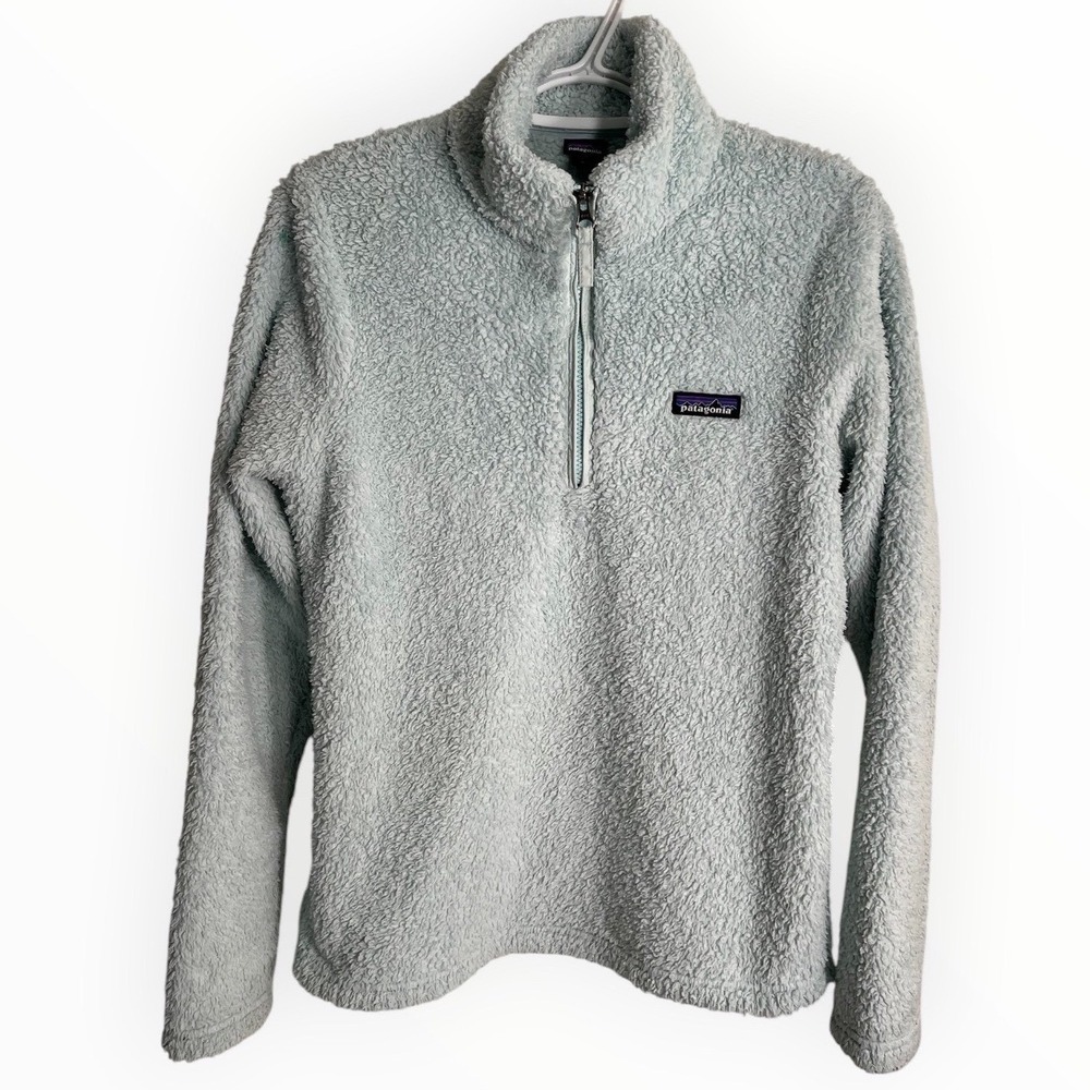 Patagonia Los Gatos 1/4 Zip Fleece Pullover Sage Green Sherpa Jacket Women's S